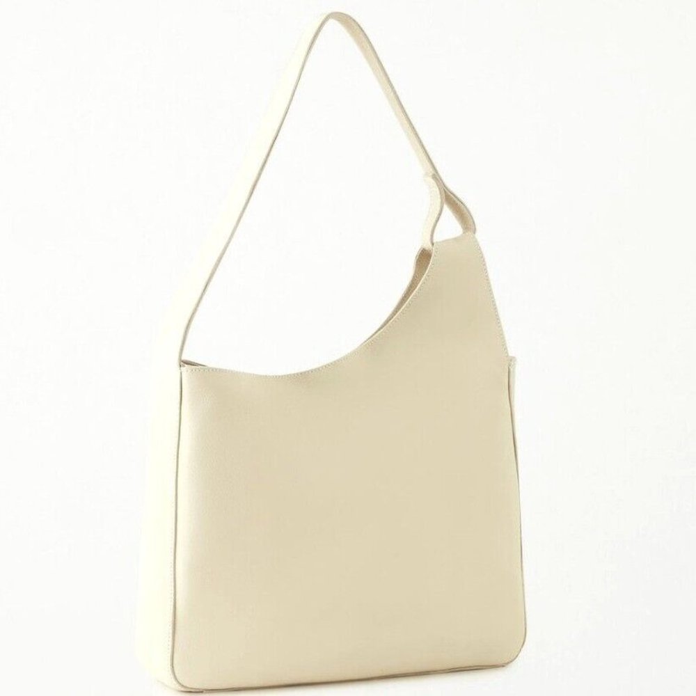 Roots Asymmetrical Cloud Bag Bone White 100% North American Leather -FCM54